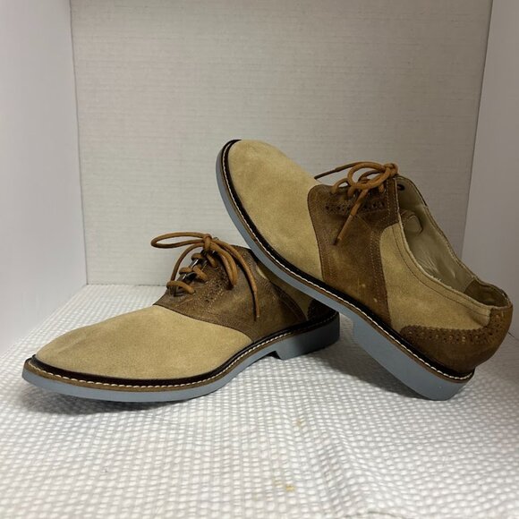 Cole Haan Men’s Two-Tone Suede Saddle Oxford Shoes Tan/Brown Size 8.5M - Picture 10 of 12